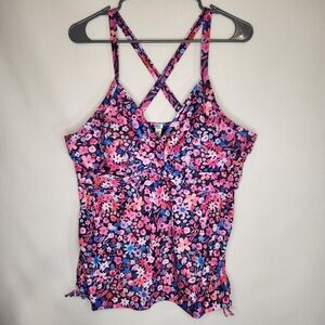 Daci Tankini Swim Top XXL Floral Crisscross Adjustable Strap Swim Camisole